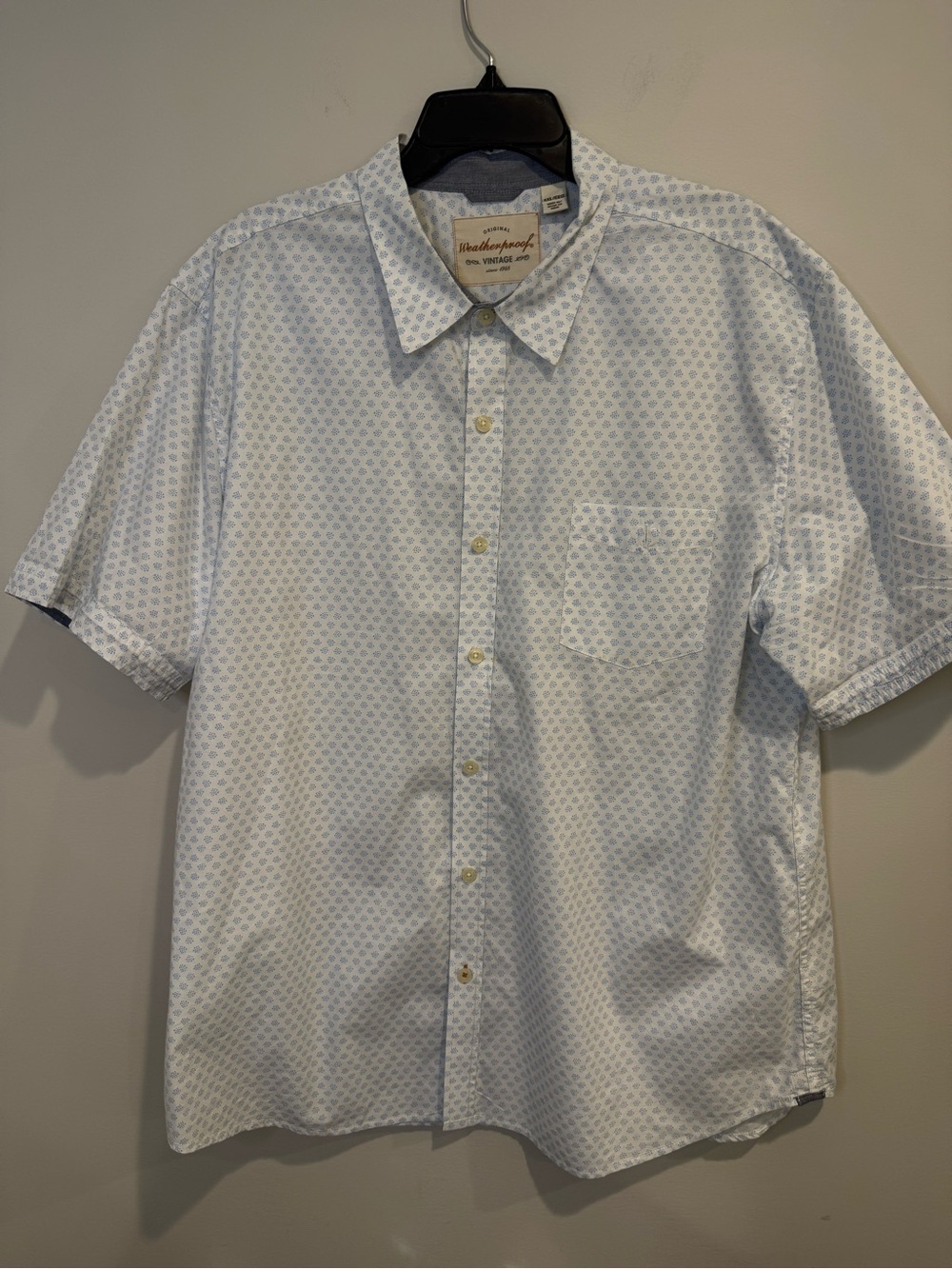 Weatherproof Men's Short-Sleeve Button-Down Shirt Light Blue Micro Pattern XXL